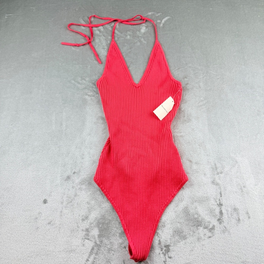 Abercrombie‎ & Fitch Women's Small Ribbed Halter Bodysuit Pink 150-490-1873-620